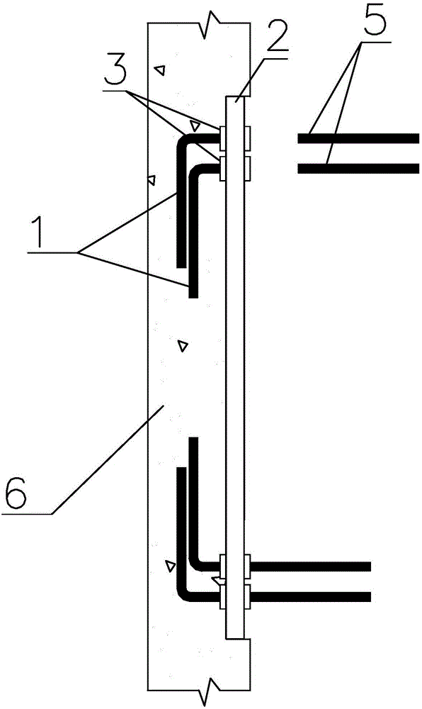 Embedded steel bar connecting piece and construction method thereof