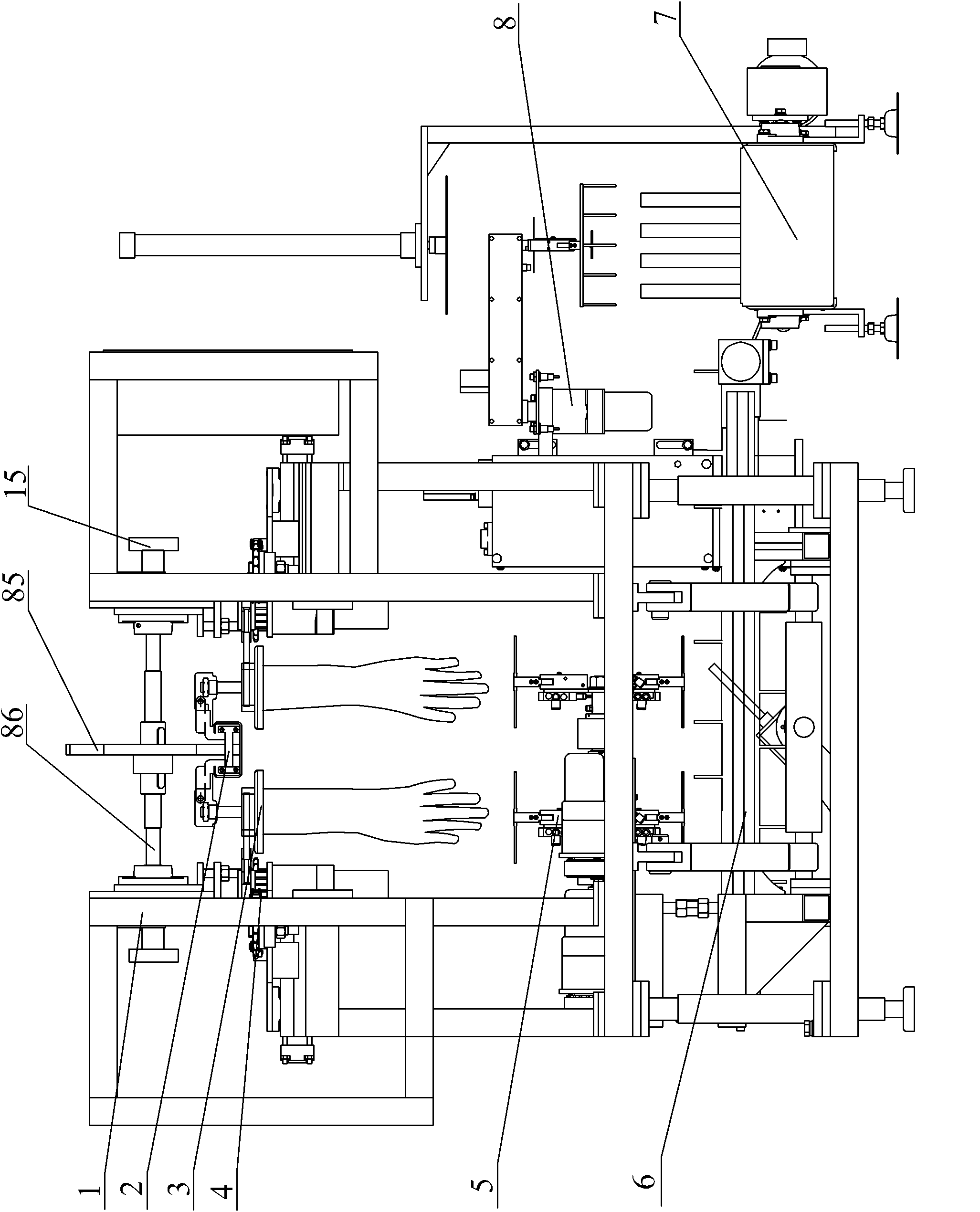 Code dividing machine for grabbing and counting plastic glove