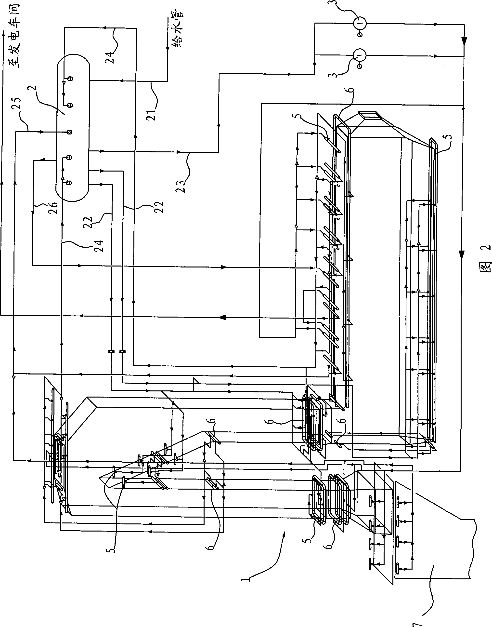 Circulating system of exhaust-heating boiler