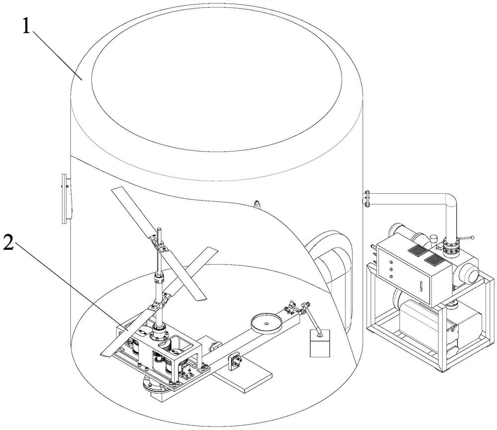 A hovering characteristic test simulation device and method of a lever-type Mars UAV rotor system