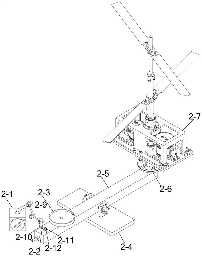 A hovering characteristic test simulation device and method of a lever-type Mars UAV rotor system