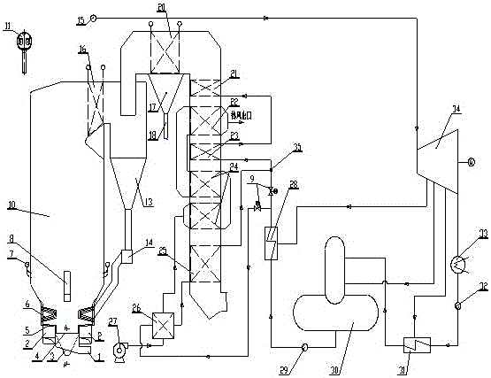 Fluidized bed biomass boiler and system capable of preventing air pre-heater from low-temperature corrosion