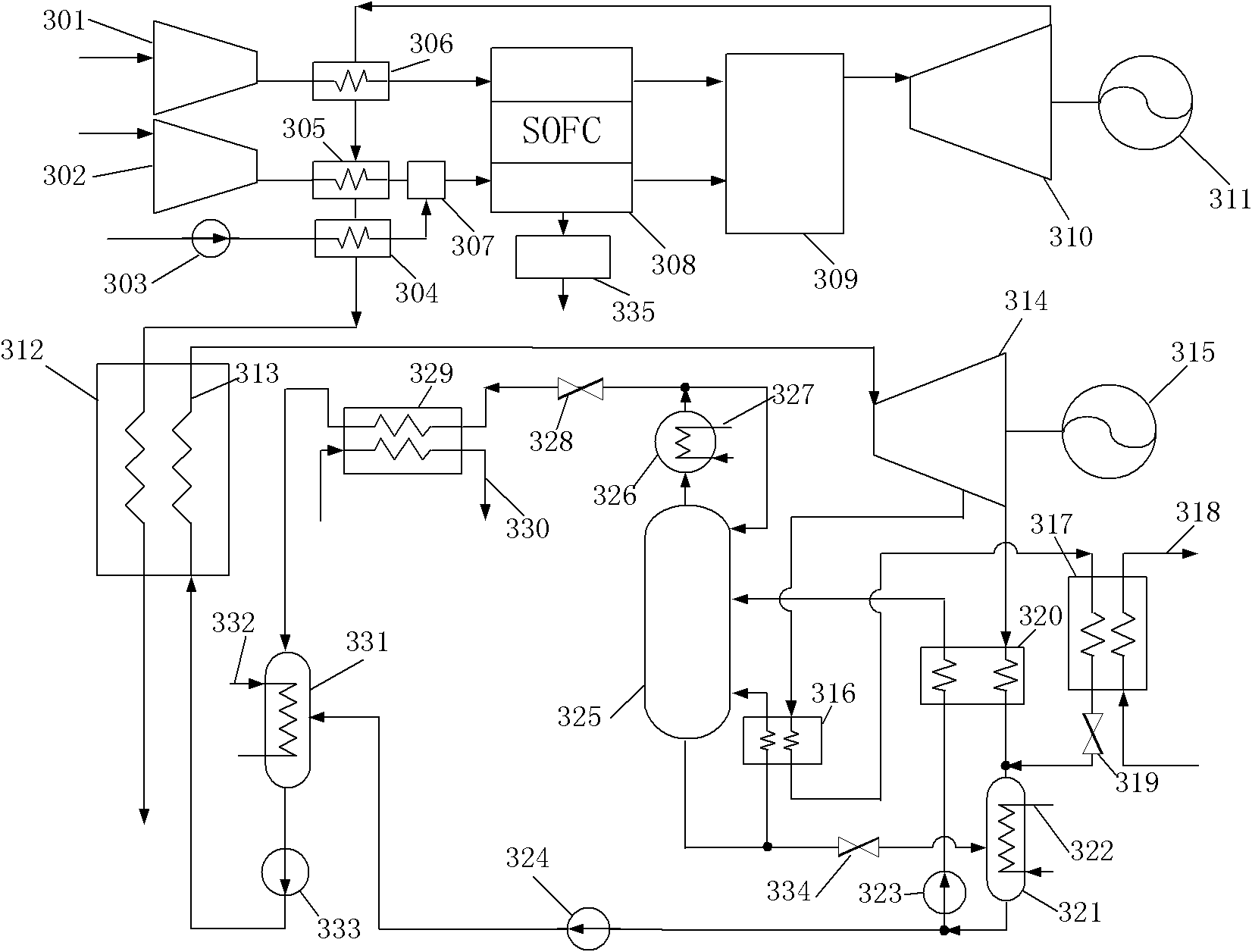 Combined cold-heat-power supplying circulation system driven by solid oxide fuel cell