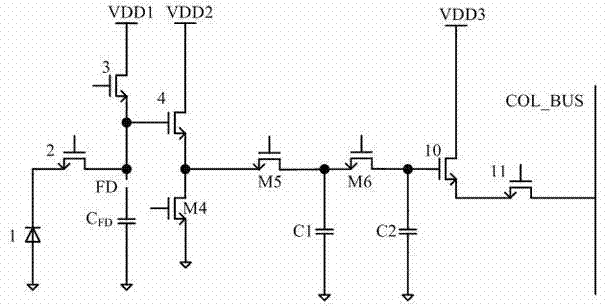 Global shutter pixel structure for increasing voltage amplitude of output signal and control method thereof