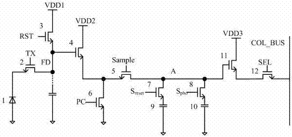 Global shutter pixel structure for increasing voltage amplitude of output signal and control method thereof