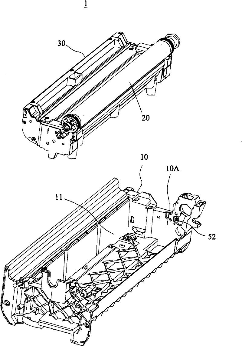 Imaging equipment with upper photosensitive drum