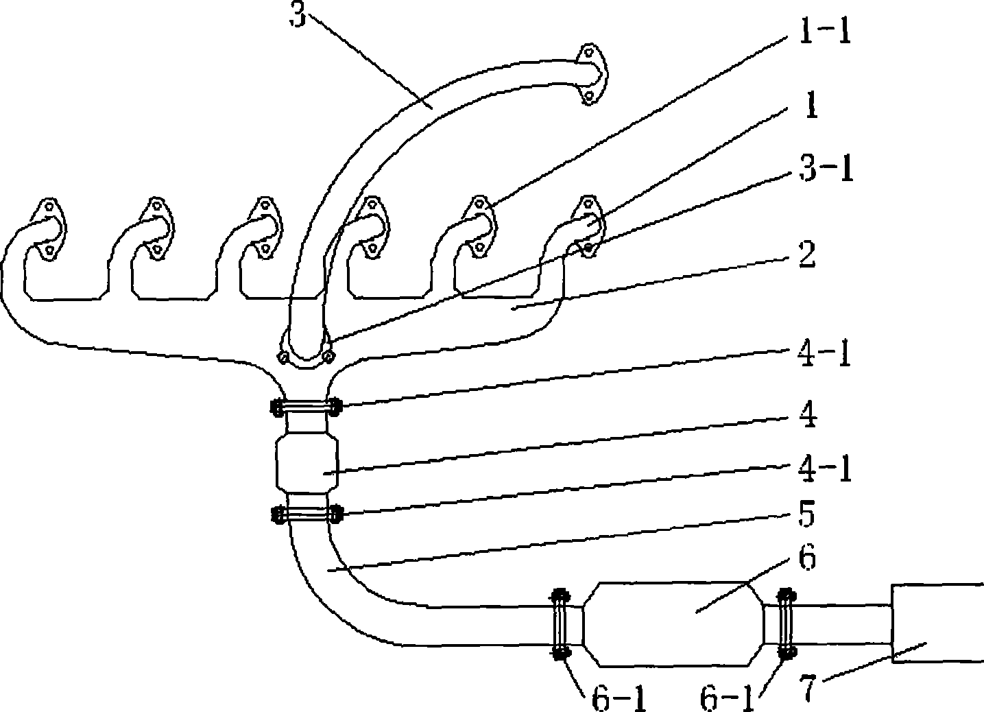 Engine vent gas purification system with front and rear catalysis bodies and utilization of waste gas secondary combustion