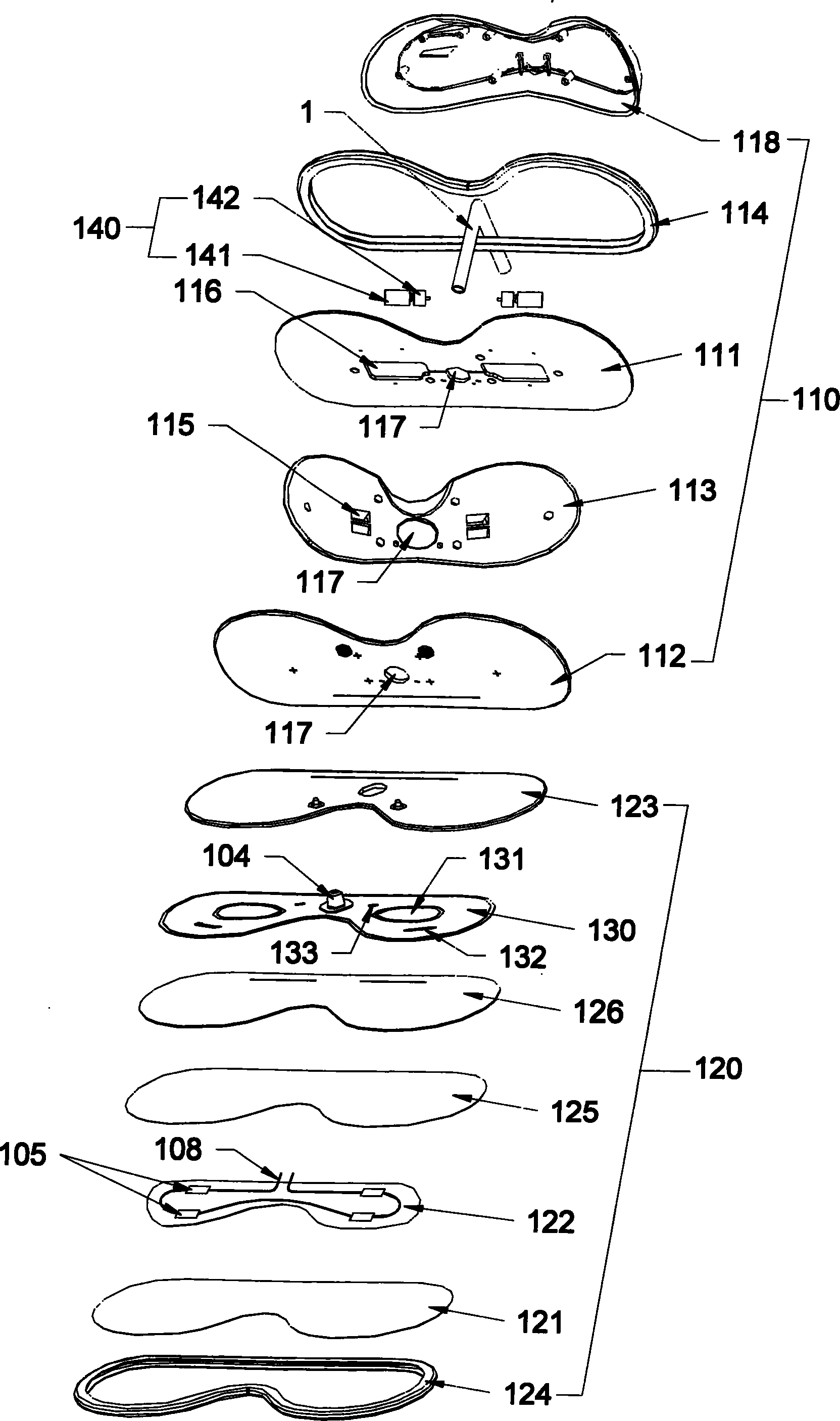 Air pressure type eyes strengthening device