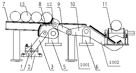 Single-drive separating and discharging device and method for steel pipes