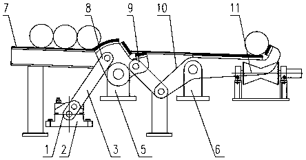 Single-drive separating and discharging device and method for steel pipes