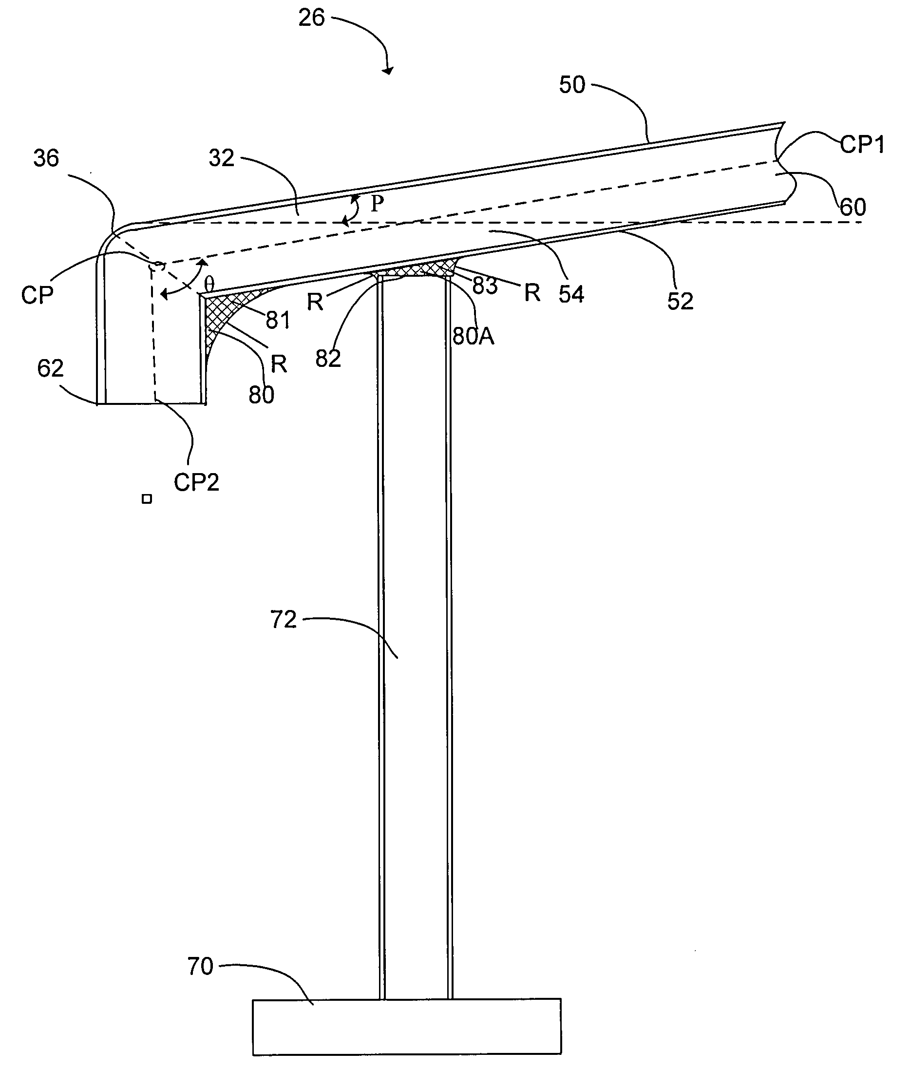 Building roof structure having a round corner