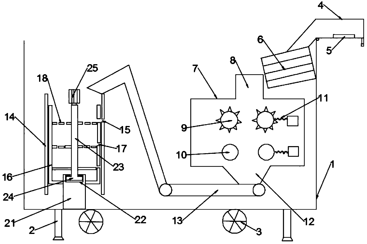 Movable construction waste crushing device