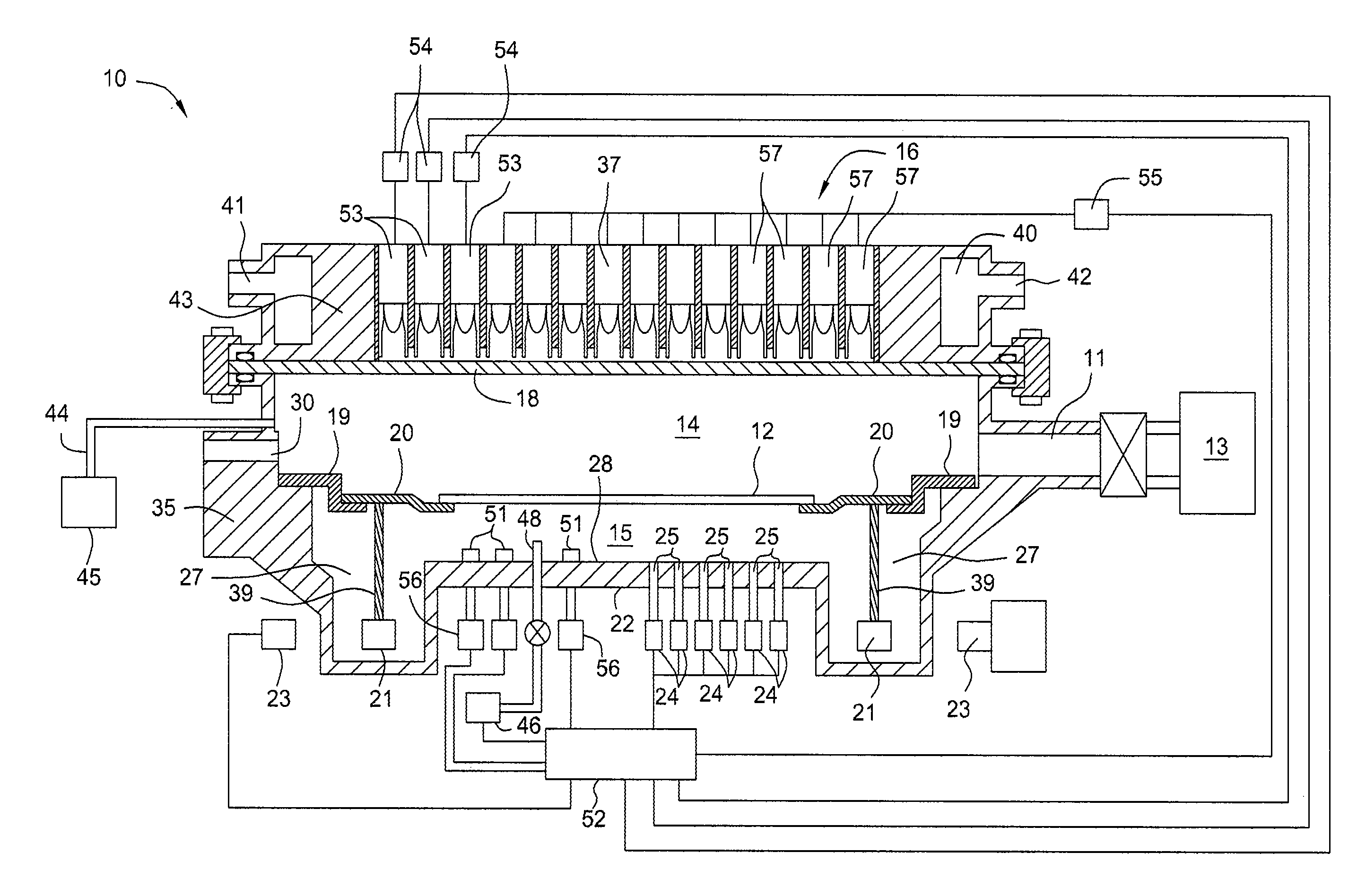 System for non radial temperature control for rotating substrates