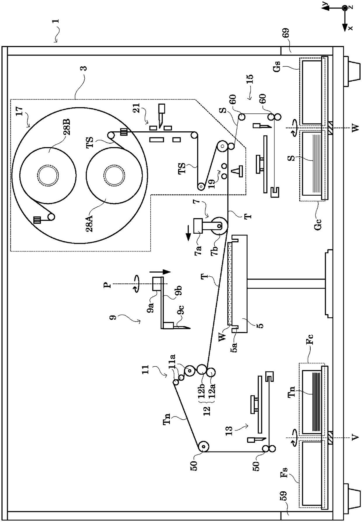 Method for bonding adhesive tape, apparatus for bonding adhesive tape and method for transporting adhesive tape