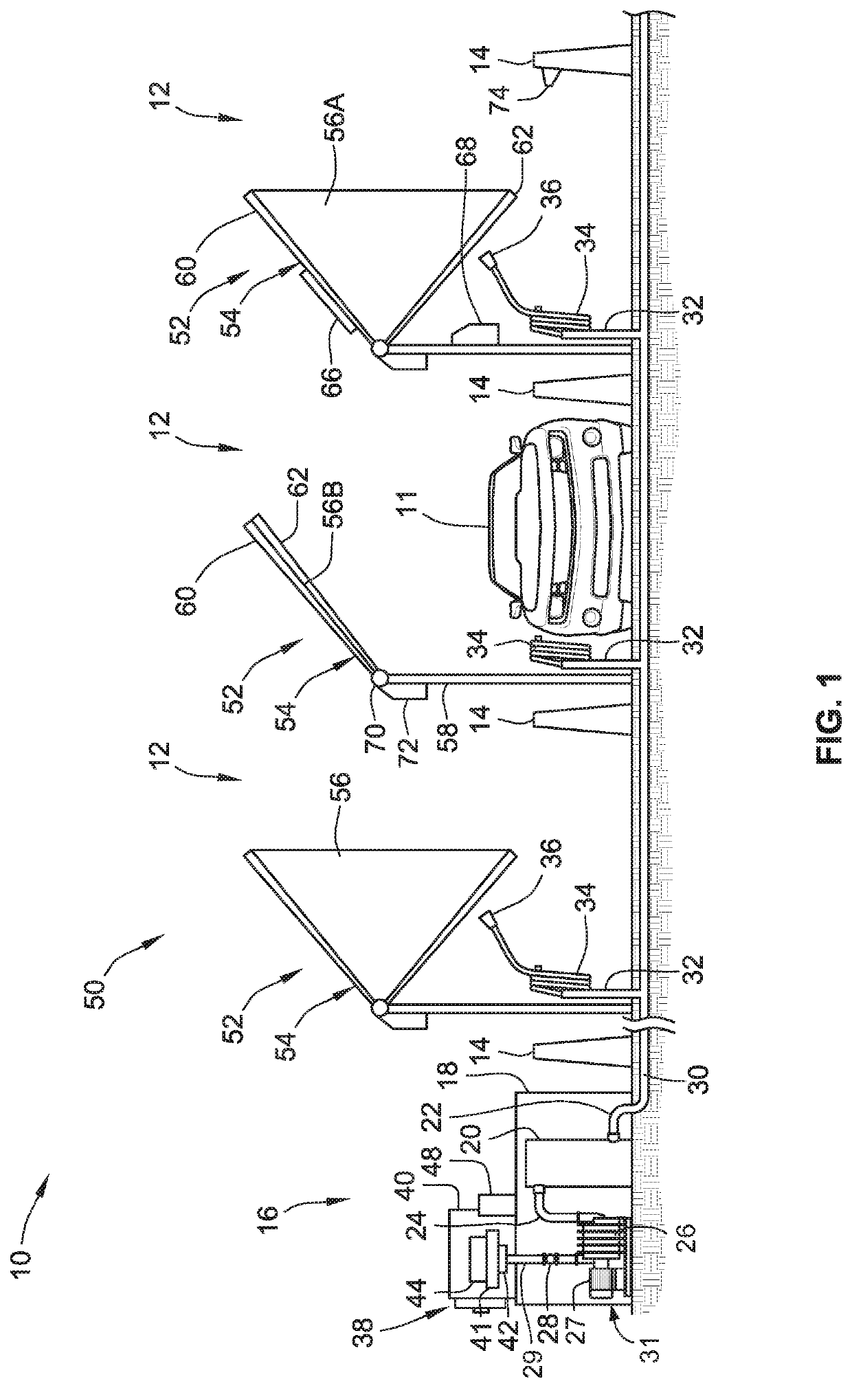 Systems, methods, and devices for exahust recirculation of vehicle wash vacuums