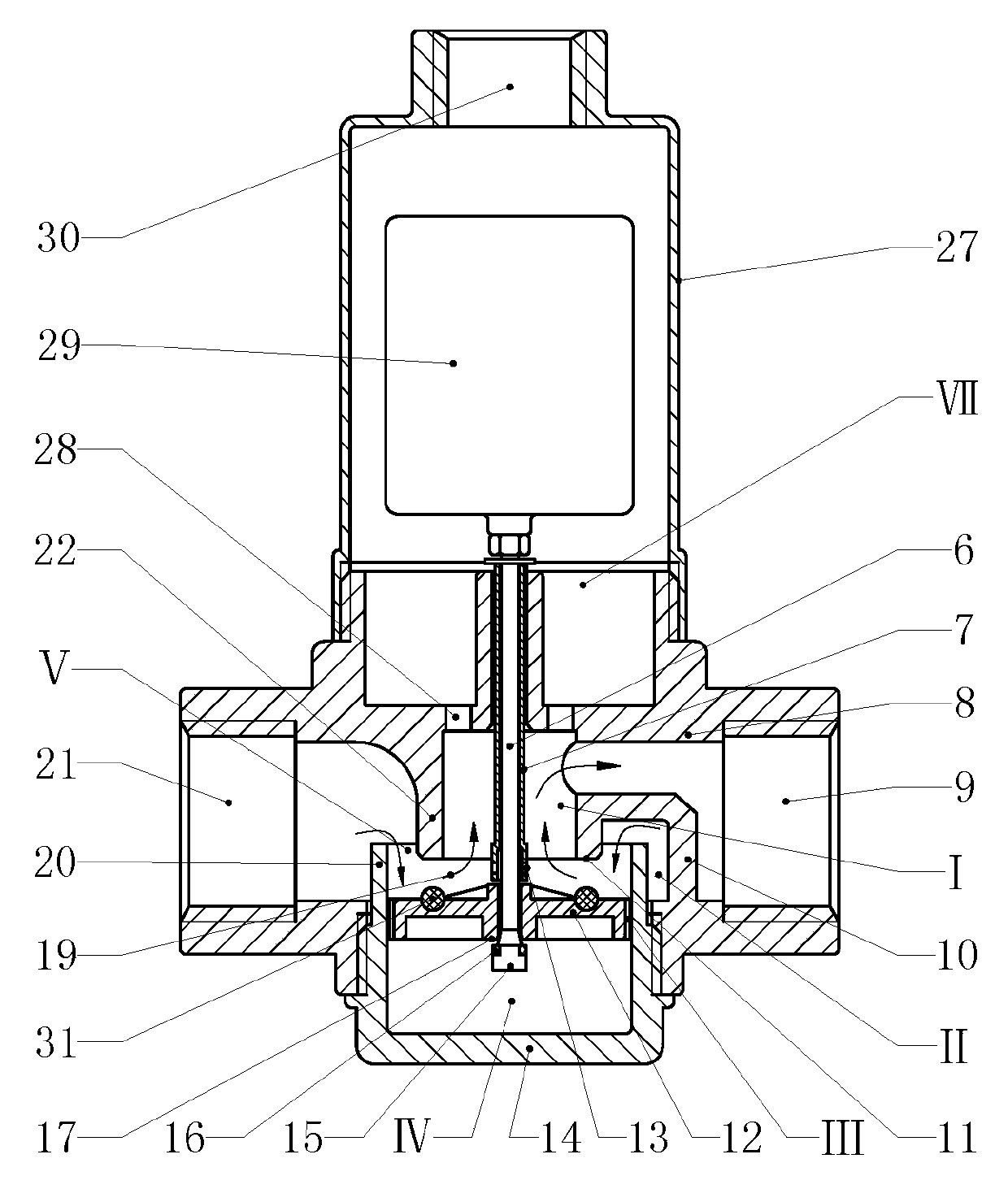 Valve core component of automatic control valve