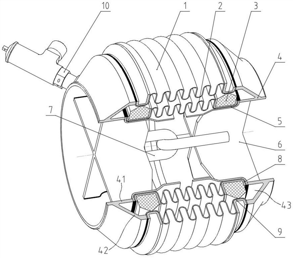 Pipeline compensator with inner support