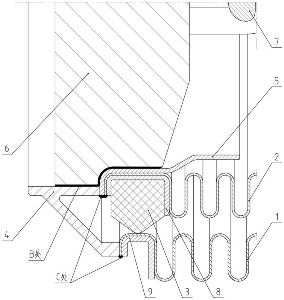 Pipeline compensator with inner support