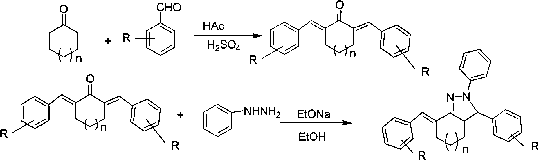 Method for preparing antiseptic triaryl-2-pyrazoline derivative by microwave