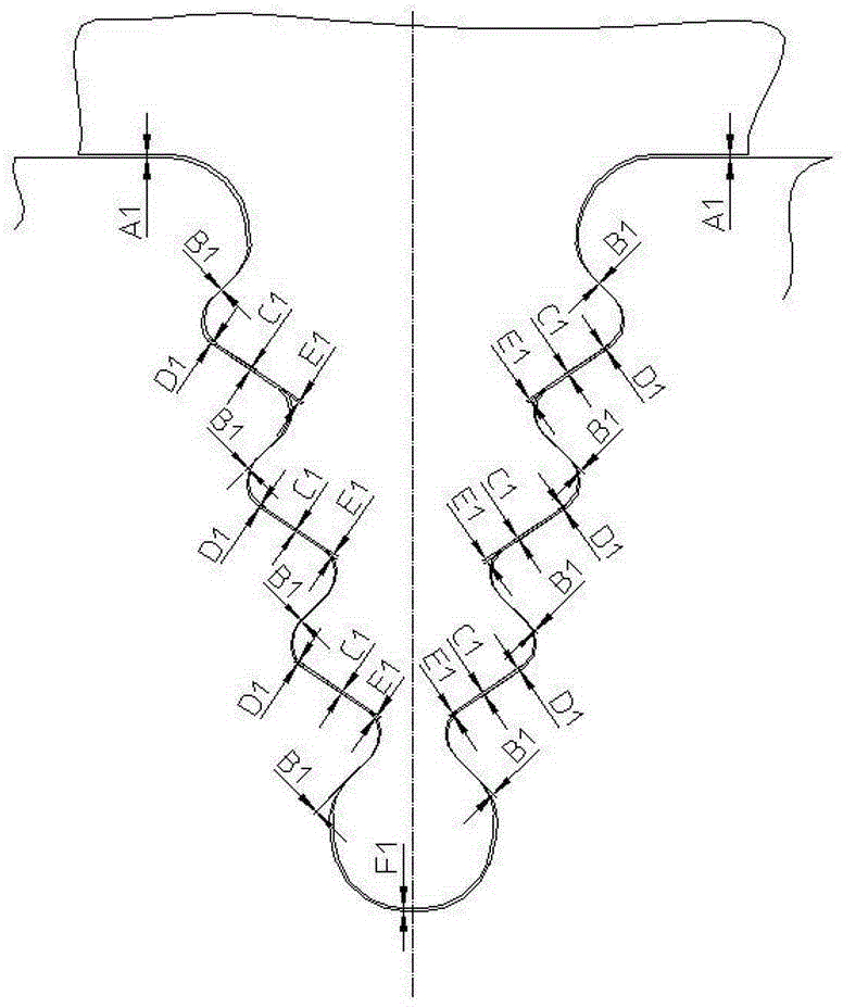 Blade root and wheel groove structure of turbine moving blade