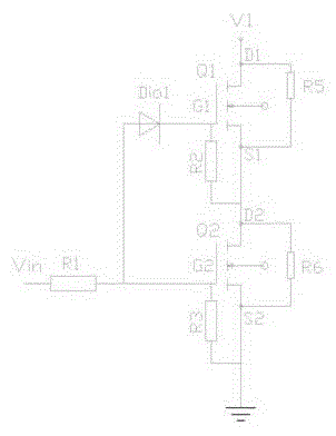 Grid electrode protection circuit for field effect transistors connected in series