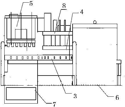 A post-molding foamed polystyrene sandwich composite insulation block forming machine