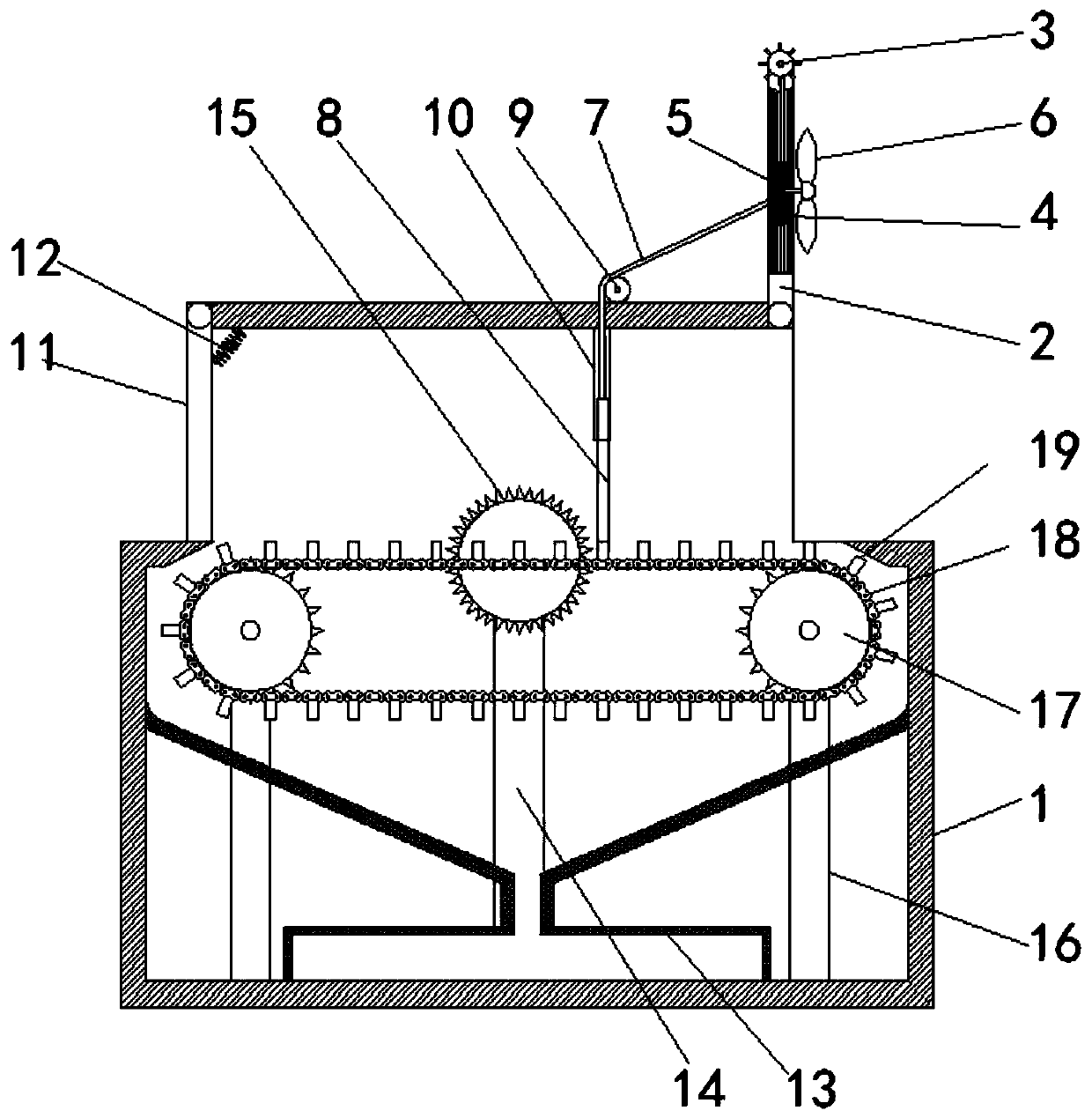 Wood processing cutting machine capable of collecting wood dust based on chain drive