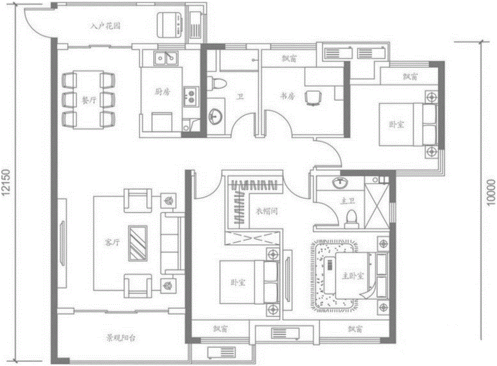 System for quickly recognizing functional regions in apartment rendering