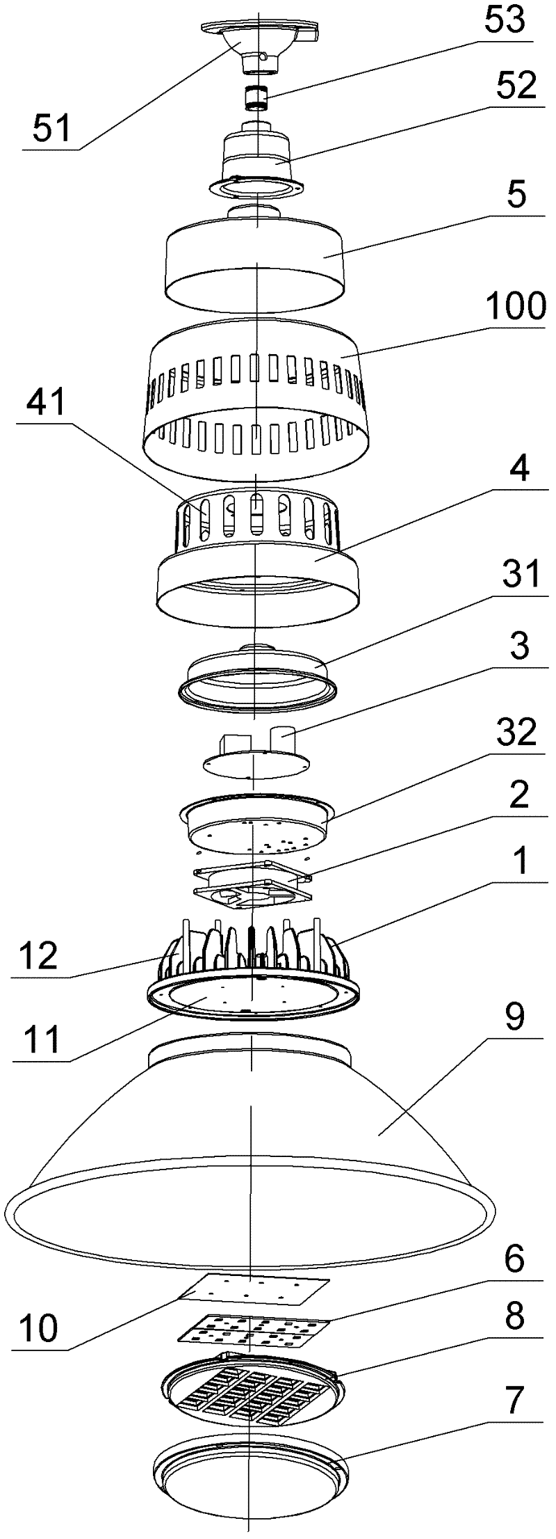 LED lamp with small surface opening rate