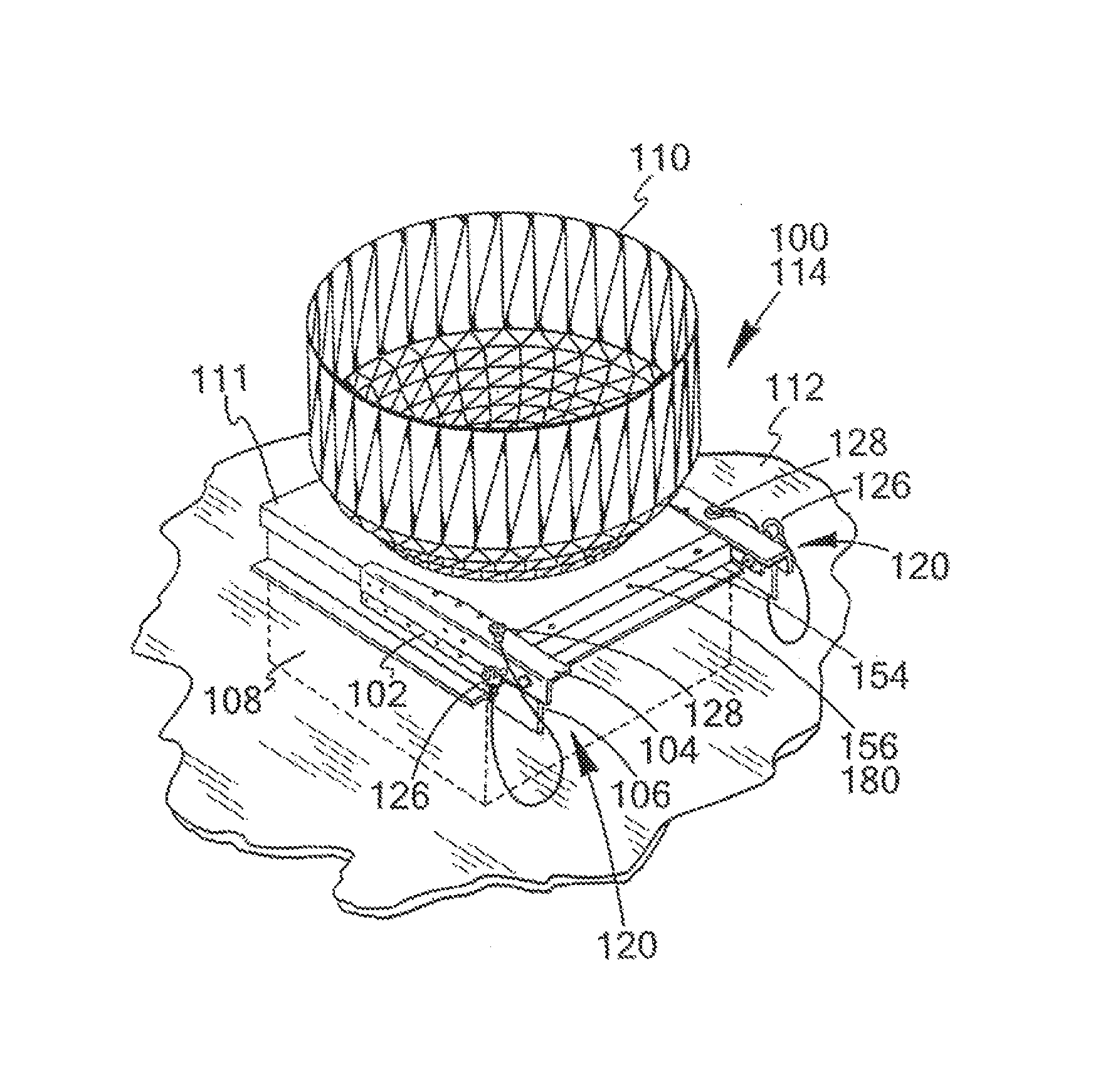 Hinge assembly for supporting a fan on a roof