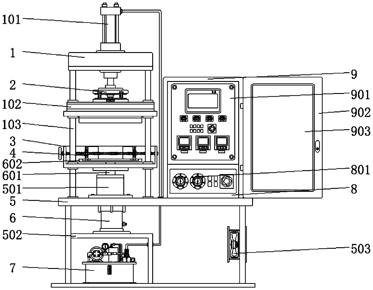 Stamping device for processing automobile parts