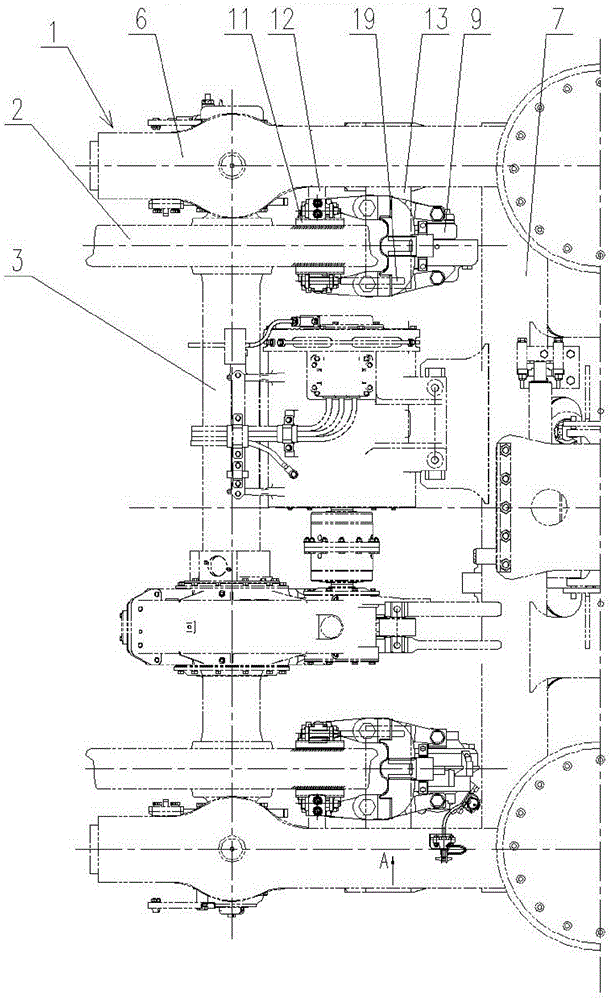 Installation structure of wheel disc brake and bogie employing the installation structure