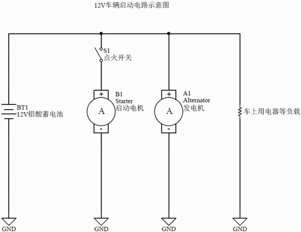 Internal combustion engine starting circuit of transportation and device