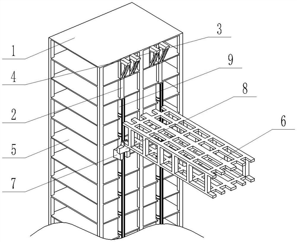 Emergency disposal equipment and use method thereof for integral lifting aerial corridor between ultra-high group towers