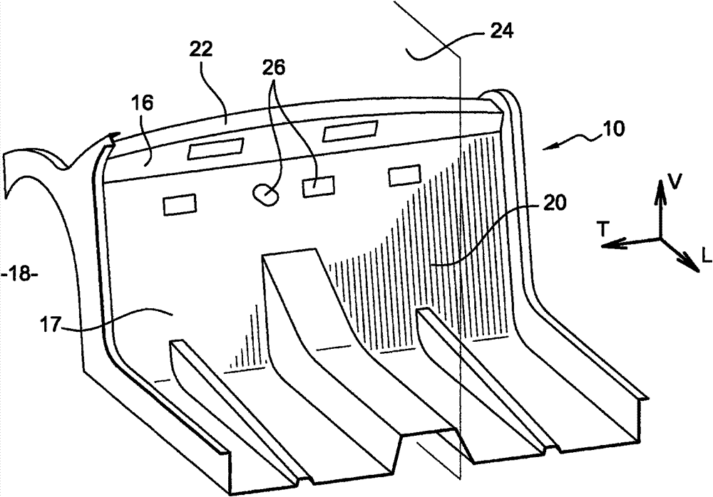 Rigid structure comprising means for positioning a soundproofing panel, and corresponding soundproofing panel