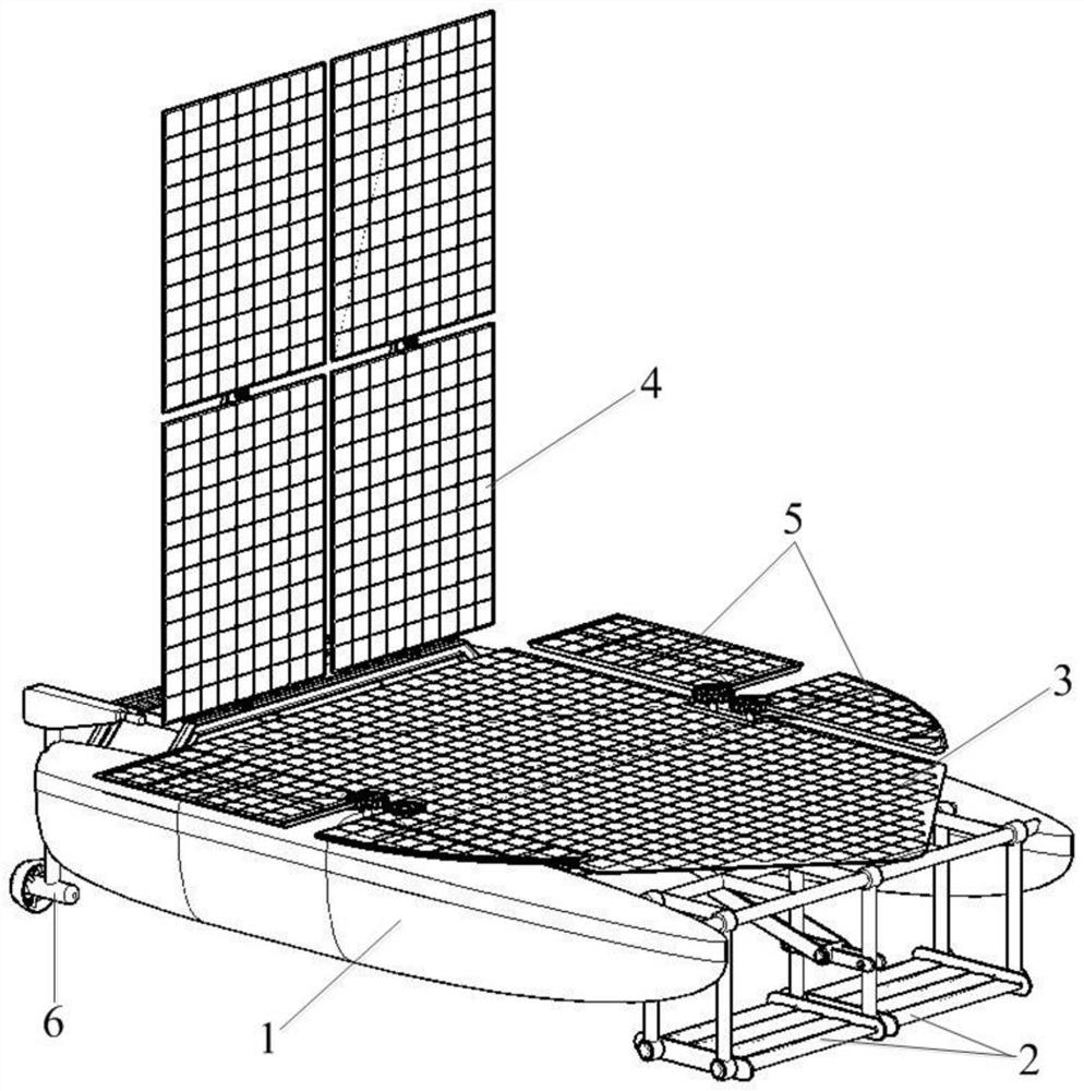 Variable structure type wind, light and wave energy hybrid drive unmanned ship oriented to resistance reduction and collision avoidance