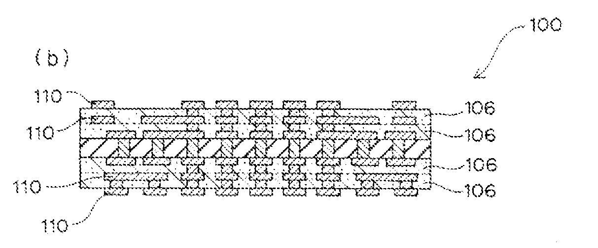 Built-up substrate, method for manufacturing same, and semiconductor integrated circuit package