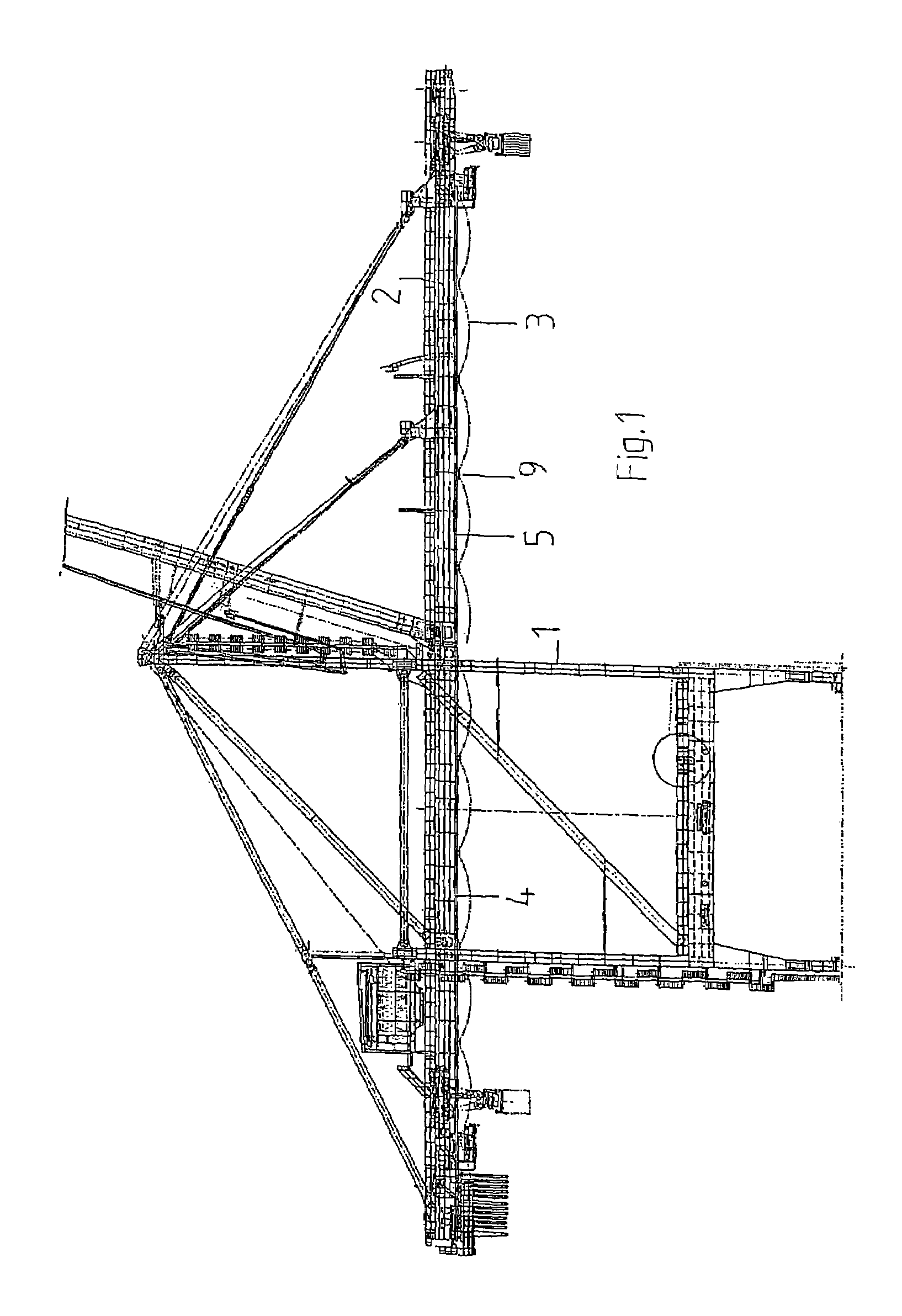 Crane with boom and running track for a cable carrier