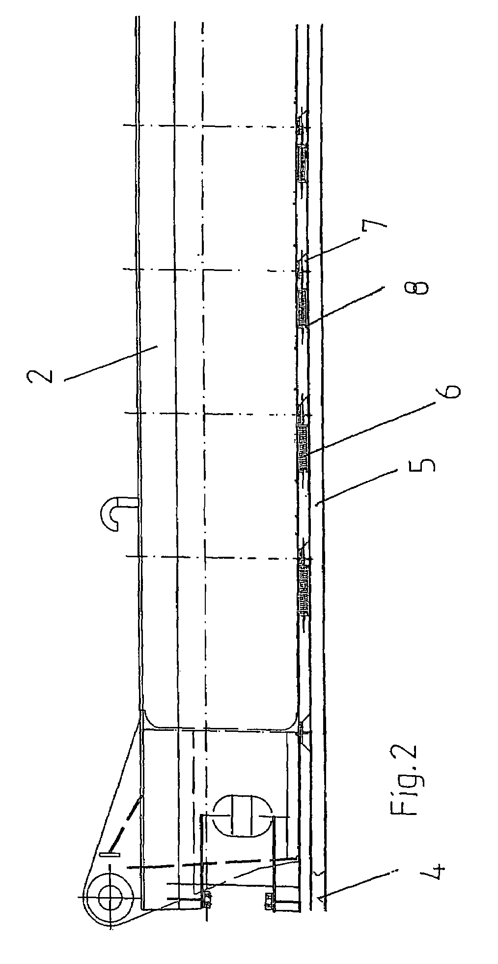 Crane with boom and running track for a cable carrier