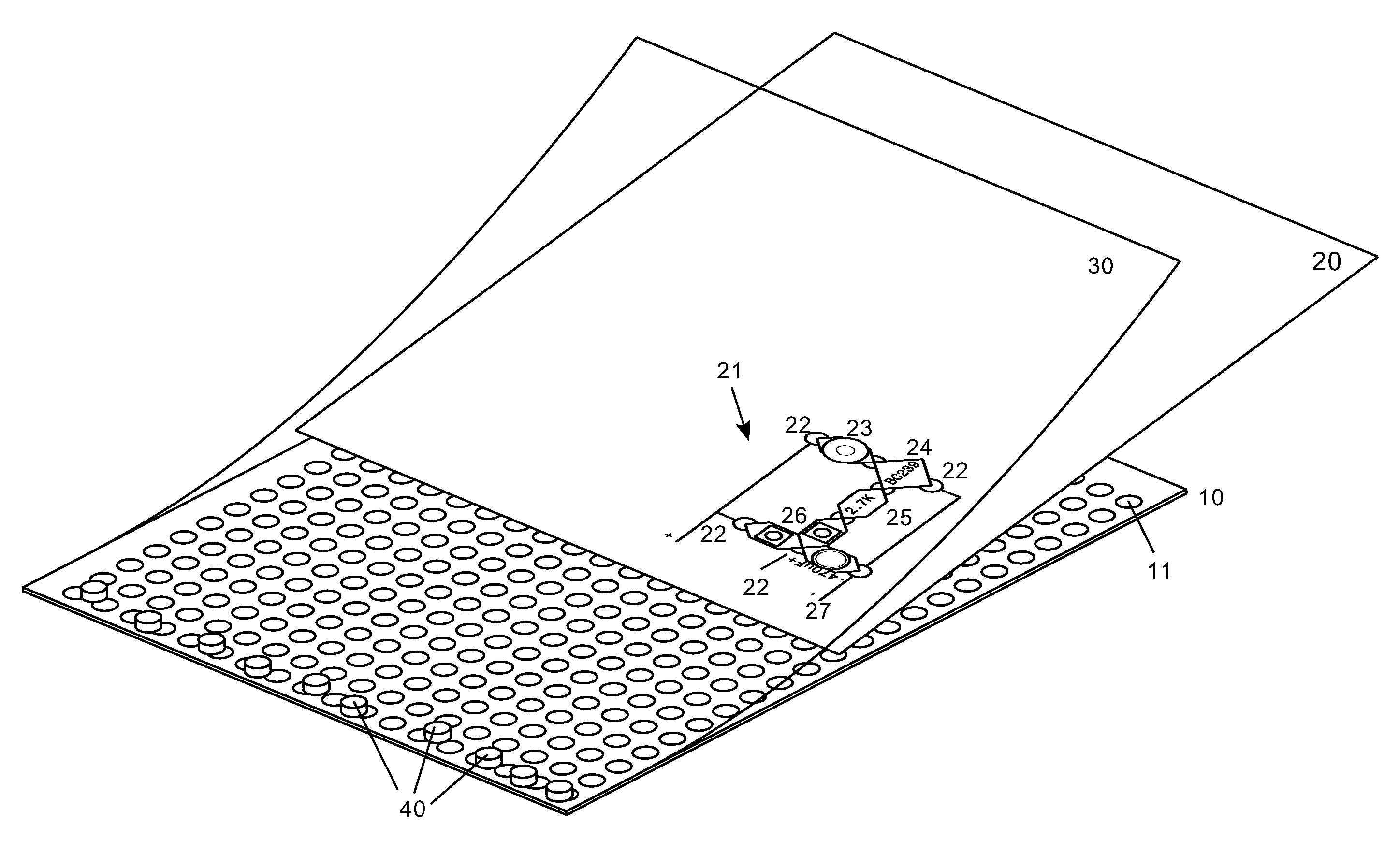 Kit of building blocks for constructing educational electronic circuits