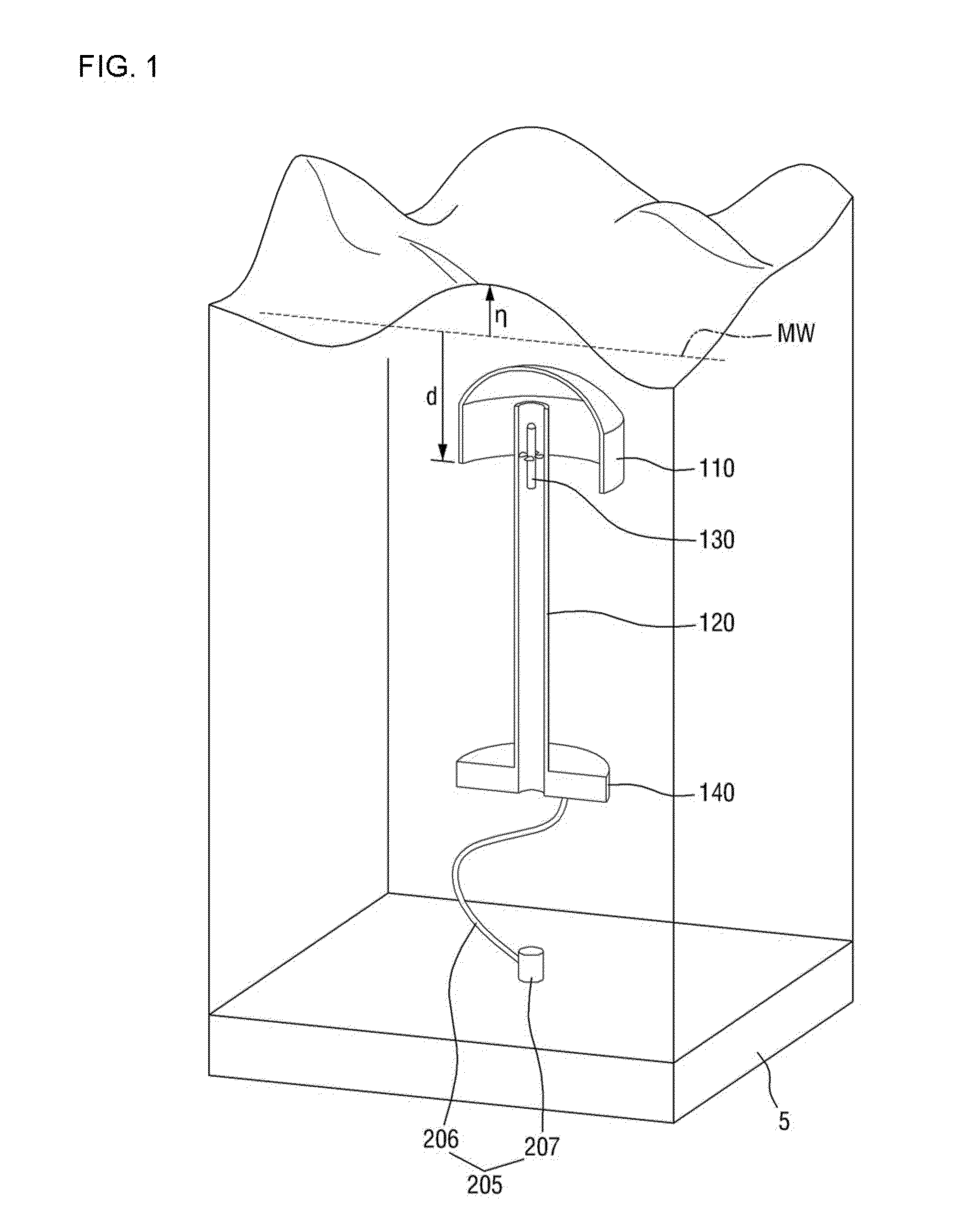 Apparatus and system for converting wave energy based on oscillating water column type