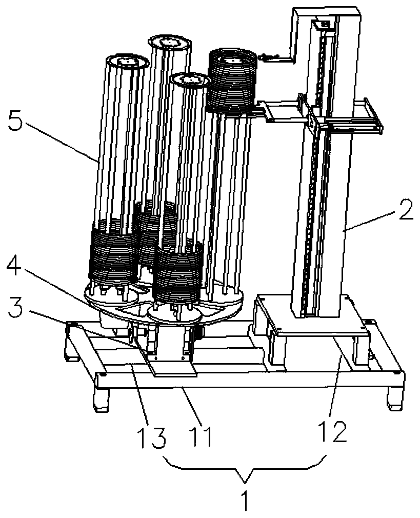 Disc core material storage and feeding device