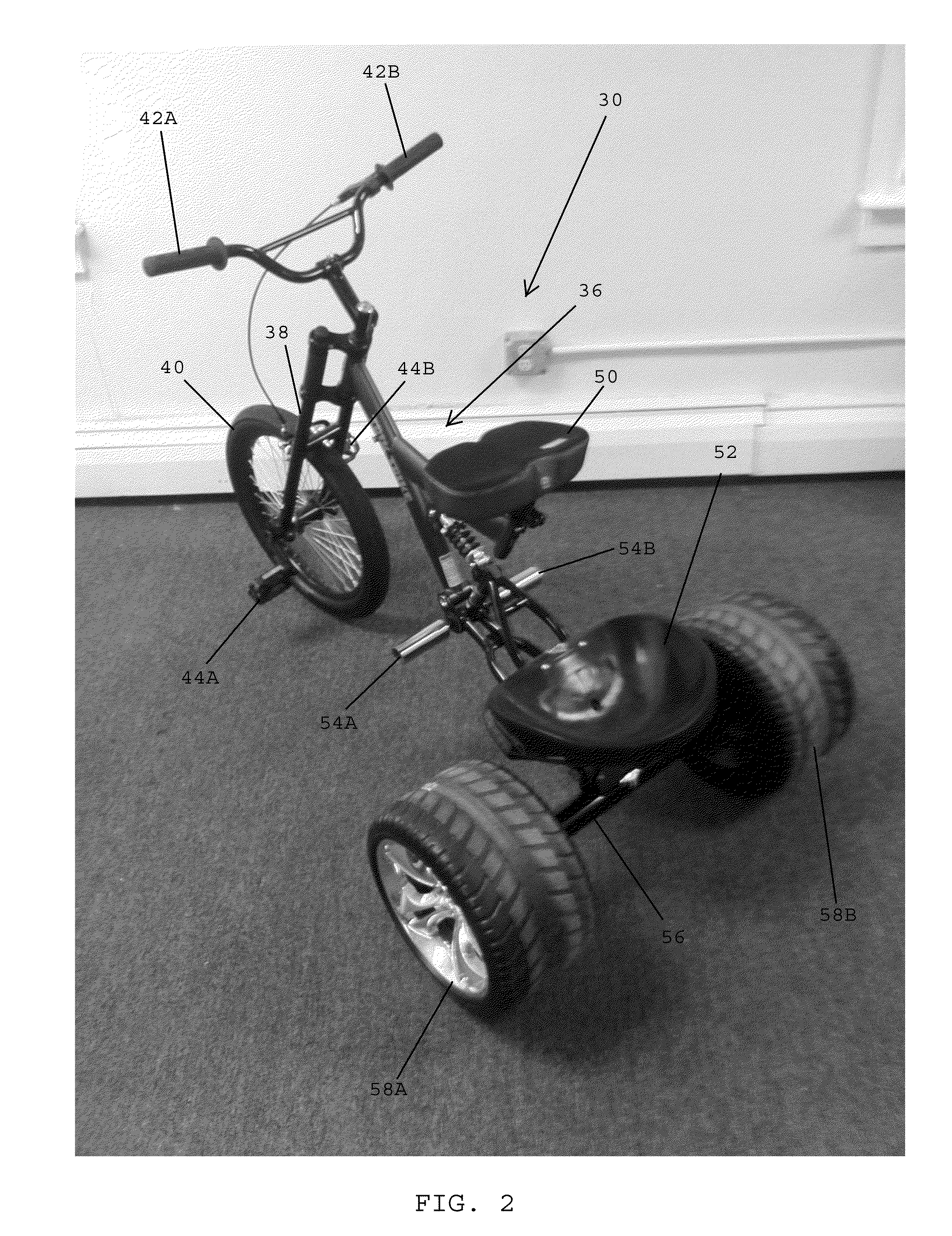 Adult tricycles having pivoting frames, suspension systems and enhanced stability