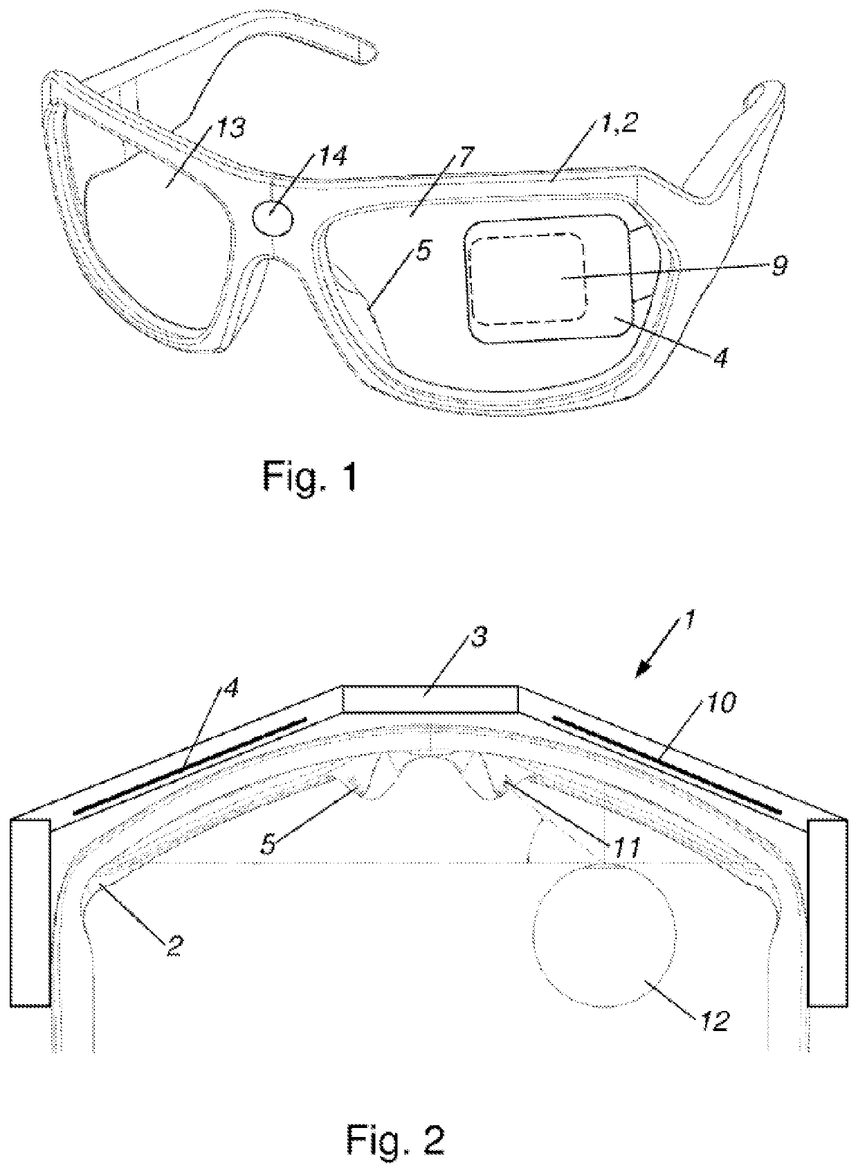 Method for generating and displaying a virtual object by an optical system