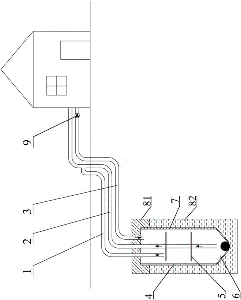 Ground temperature energy storage and exchange device and construction method thereof