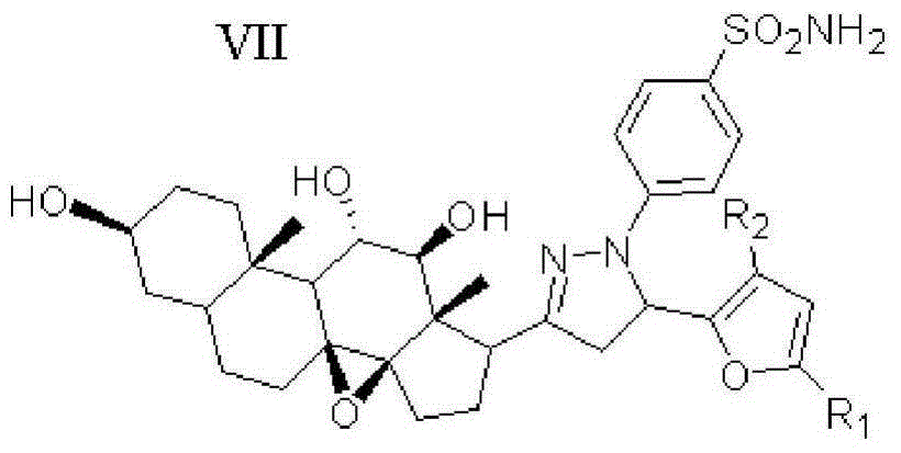 Furan skeleton-containing dihydropyrazolsulfanilamide C21 steroid sapogenin derivative, and preparation method and application thereof