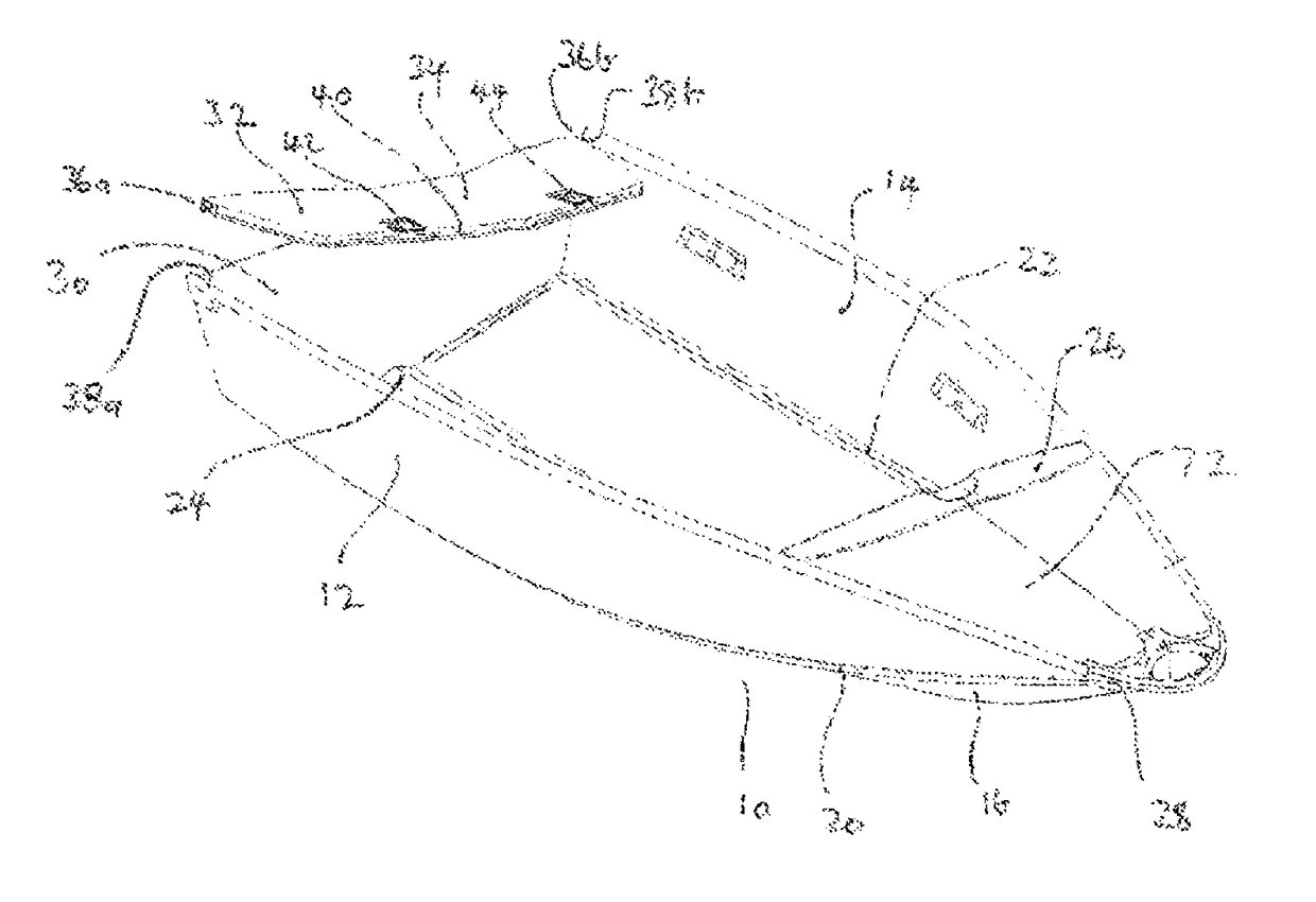 Stern transom and seating of a collapsible boat hull