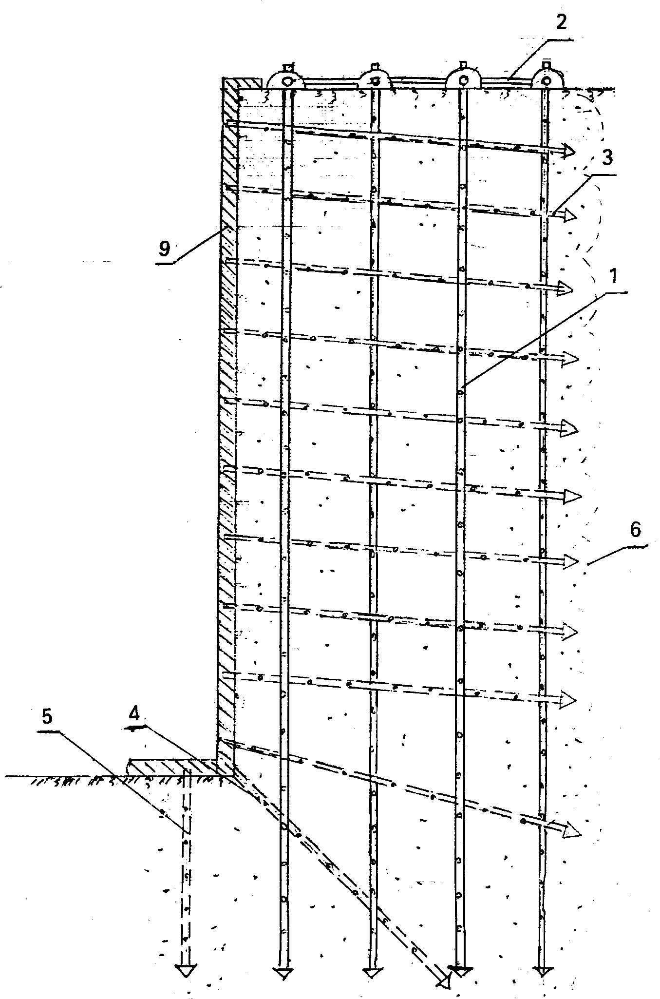 Anchor-tube guniting support of frame and its construction method