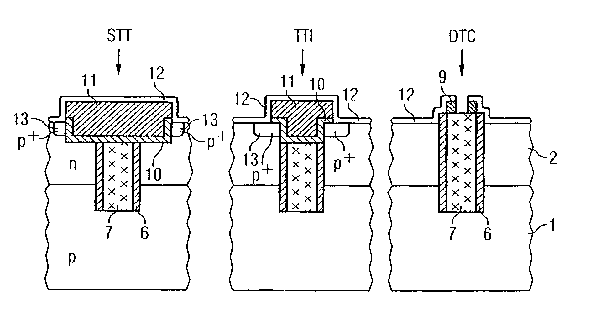 Semiconductor component with trench isolation and corresponding production method