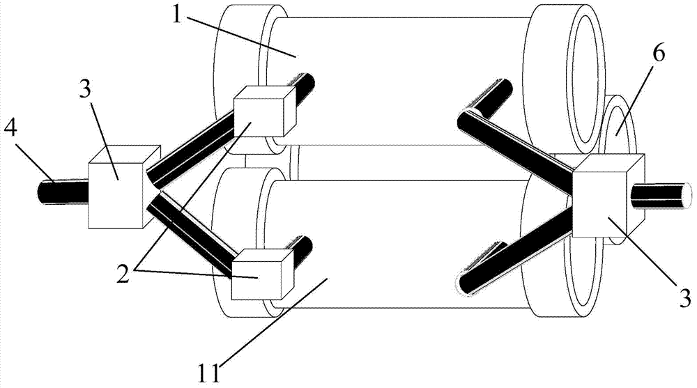 Three-gas-chamber switching device of spectrograph and gas online spectrum testing method